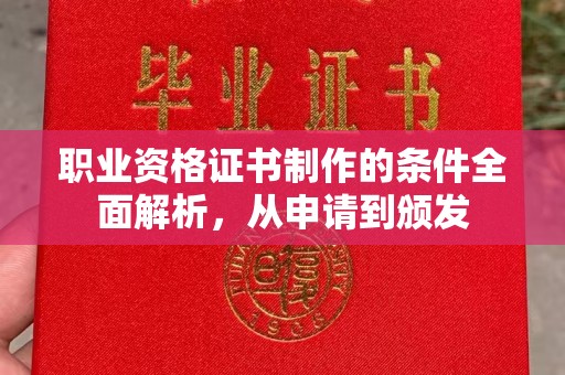 凤庆职业资格证书制作的条件全面解析，从申请到颁发